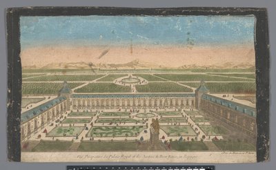 庭園とマドリッドのパラシオ デル ブエン レティーロの眺め Vüe perspective du Palais Royal et des Jardins du Buen Retiro, en Espagne (オブジェクトのタイトル) 作： Jean François Daumont