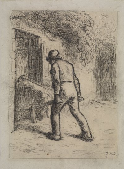 手押し車を持った男性のための研究 作： Jean Francois Millet