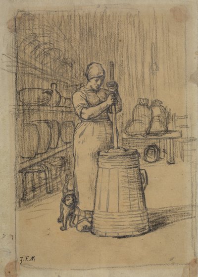 バターをかき回す女性のための研究 作： Jean Francois Millet