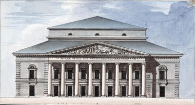 サンクトペテルブルク帝国ボリショイカメニー劇場のファサード、1802 作： Jean François Thomas de Thomon