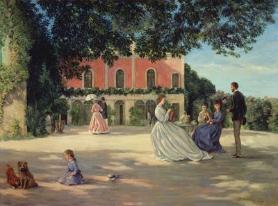 メリックのテラスでの家族の再会 作： Jean Frederic Bazille