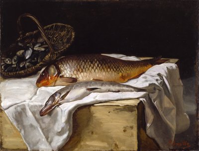 魚のある静物、1866 作： Jean Frederic Bazille