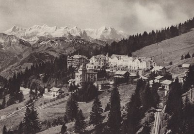 グランド ホテル、リギ カルトバート、コグ鉄道ヴィッツナウ リギ クルムに位置 (b/w 写真) 作： Jean Gaberell