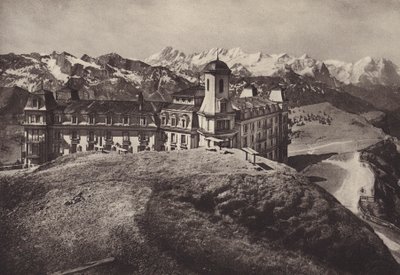 ホテル リギ クルム、ベルナー アルプスの眺め (白黒写真) 作： Jean Gaberell