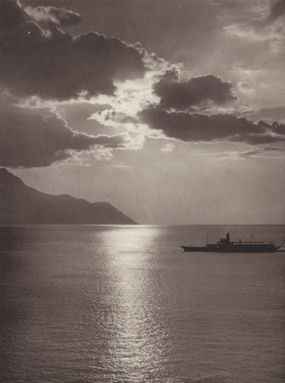 スイス: レマン湖、夜 (b/w 写真) 作： Jean Gaberell