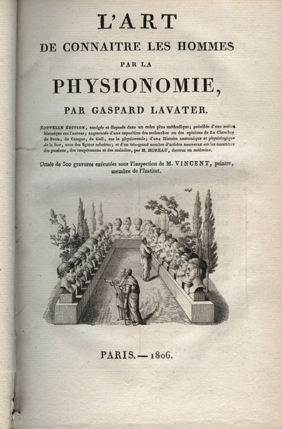 人相学 - Physiognomony - Johann Gaspar Lavater (1741-1801)の「The art of knowing men through physiognomy」の正面図 - 1806年 作： Jean Gaspard Lavater