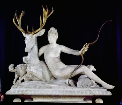 クワガタに取り付けられたダイアナ（大理石と青銅）（148837も参照） 作： Jean Goujon
