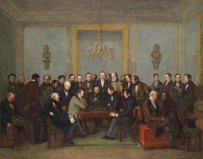 1843年のピエールサンアマントとハワードスタントンの壮大なチェスの試合 作： Jean Henri Marlet