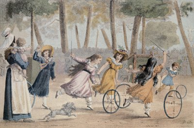 ルクセンブルクの庭園でフープをしている女の子 作： Jean Henri Marlet