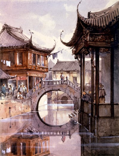 上海、中国、c1860のビュー 作： Jean Henri Zuber