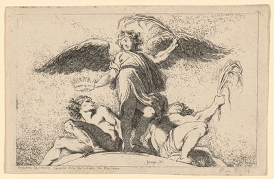 手のひらと王冠を持つ天使 作： Jean Honoré Fragonard after Annibale Carracci