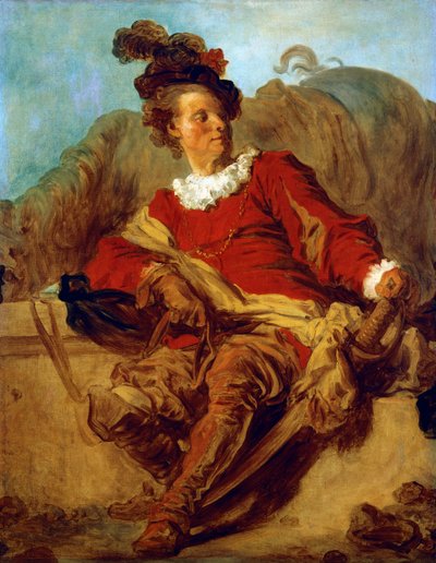 ジャン オノレ フラゴナール (1732-1806) 作、スペイン風の服装をしたサン ノン修道院長 作： Jean Honore Fragonard