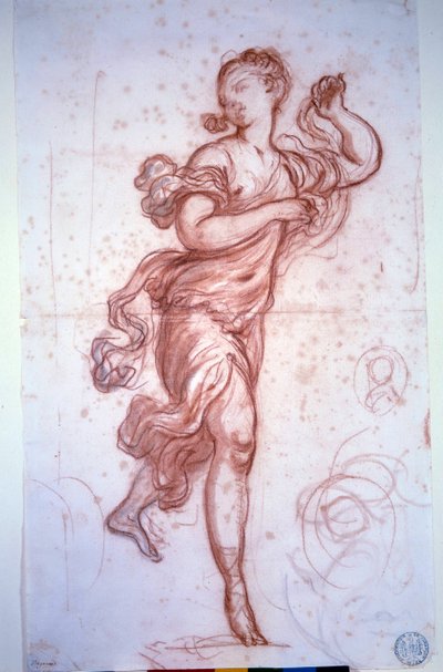 アンティークに身を包んだダンサージャン・オノレ・フラゴナールによる楽観的な絵 作： Jean Honore Fragonard