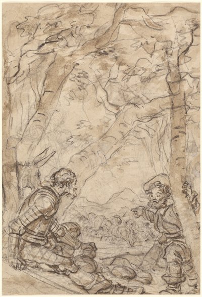 ドン・キホーテとサンチョ・パンサがロシナンテの攻撃を目撃 作： Jean Honore Fragonard