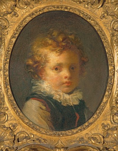 少年の頭（Alexandre-Evariste &39;Fanfan&39; Fragonard）、c.1785（カードに油彩） 作： Jean Honore Fragonard