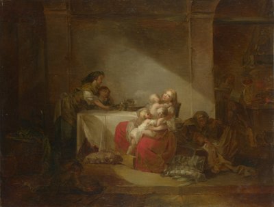 インテリアシーン。幸せな母、18世紀の後半。 作： Jean Honore Fragonard