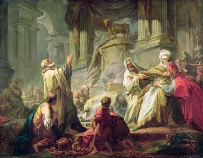 ジェロボアムが黄金の子牛に犠牲を捧げる、1752年 作： Jean Honore Fragonard