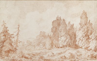 橋のある風景、c1760 作： Jean Honore Fragonard