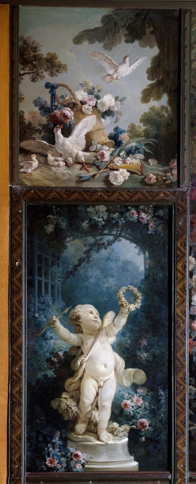 ジャン・バティスト・ヒューエ（1745-1811）とジャン・オノレ・フラゴナール（1732-1806）が制作したサロン・デマルトーのパネル。 作： Jean Honore Fragonard