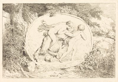 Nymph Astride a Satyr (サテュロスにまたがる少女) 作： Jean Honore Fragonard
