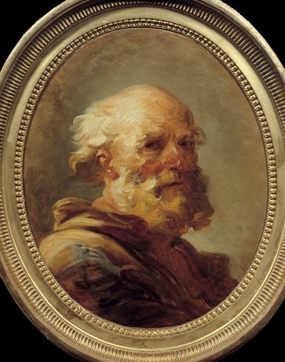 老人の頭ジャン・オノレ・フラゴナール（1732-1806）による絵画、1766-1769年頃。アミアン、ピカルディ美術館（Musee De Picardie 作： Jean Honore Fragonard