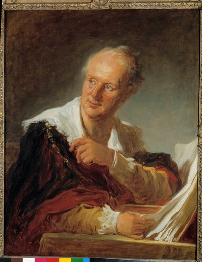ドゥニ・ディドロ（1713-1784）の肖像 作家 ジャン・オノレ・フラゴナール（1732-1806）の絵画 18世紀 日。0.81 x 0.65 m 作： Jean Honore Fragonard