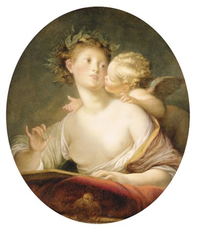 キューピッドに触発されたサッポー 作： Jean Honore Fragonard