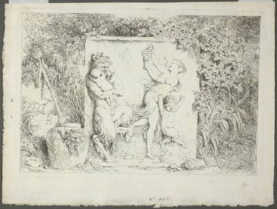 サテュロス一家、『バッカナレス』（サテュロスの遊戯）より 作： Jean Honore Fragonard
