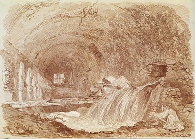 チボリのマエセナスの厩舎（紙に赤いチョーク） 作： Jean Honore Fragonard