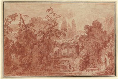 イタリアの別荘のテラスと庭園 作： Jean Honore Fragonard