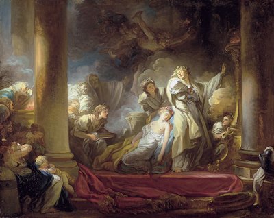 大司祭コアサスは自分自身を犠牲にしてカーリーホーを救った 作： Jean Honore Fragonard