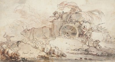 行き詰まったカート、1759 作： Jean Honore Fragonard