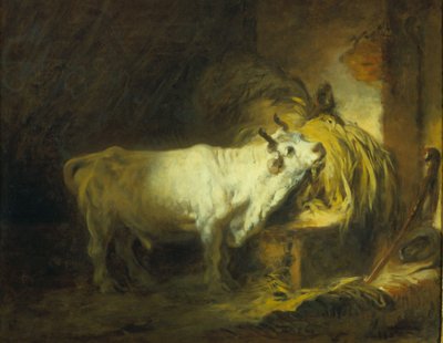 厩舎のホワイトブル 作： Jean Honore Fragonard