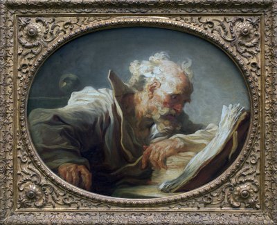 哲学者ジャン・オノレ・フラゴナール（1732-1806）の絵画、油彩・カンヴァス、1764年頃の作品。アール・フランセ18世紀。ドイツ、ハンブルグのクンストハレにて。 作： Jean Honore Fragonard