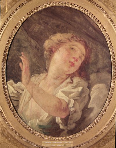 背を向ける若い女性、またはラ・レジスタンス 作： Jean Honore Fragonard