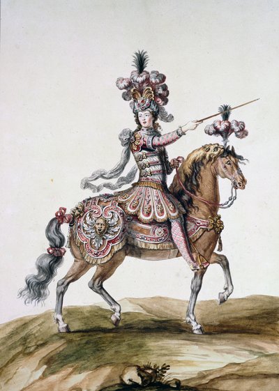 刀を持ったホースマン」、「Le Carrousel des Galants Maures」の衣装デザイン 作： Jean I  Berain