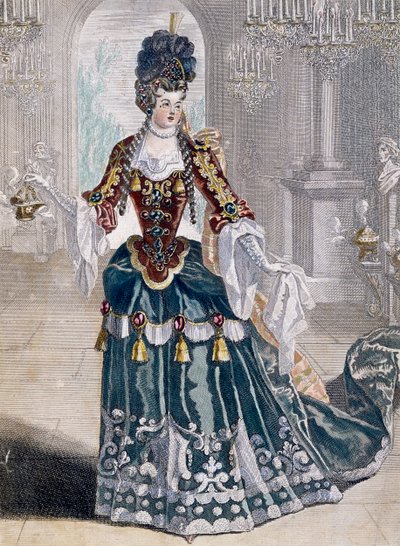 オペラ座の音楽家、マドモアゼル・デマタン（1682-1708）の肖像、ジャン・ベランのエングレーヴィング 作： Jean I  Berain