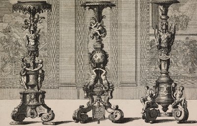 ブロンズ製大型燭台、ジャン・ベラン（1640-1711）の彫刻（L