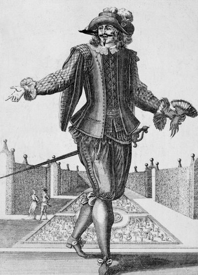 真剣な俳優、舞台衣装、ジャン・ベラン・ザ・エルダー（1637-1711）の彫刻、フランス 作： Jean I  Berain