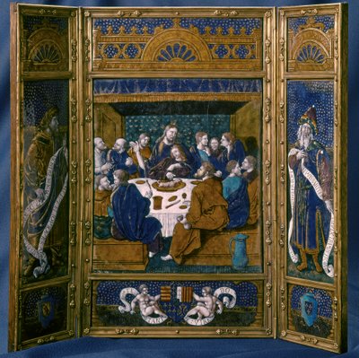 最後の晩餐、トリプティック、エナメル七宝 1545年頃 作： Jean I Pénicaud