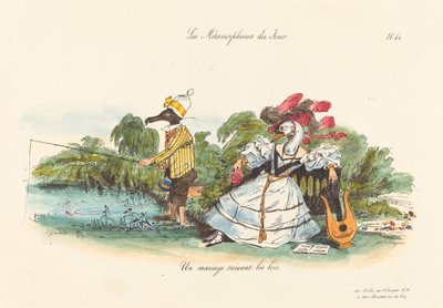 今日の変容: 従来の結婚 作： Jean Ignace Isidore Grandville
