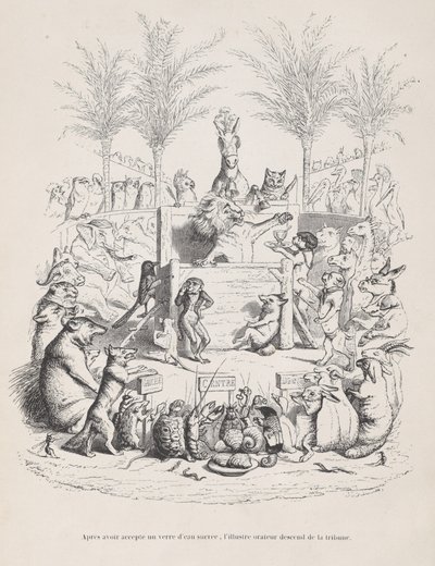 一杯の甘い水を受け取った後、著名な雄弁家はplから降りてきます...、ca。 1837-47。 作： Jean Ignace Isidore Gérard