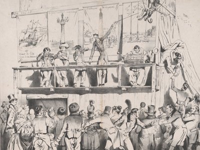 ジング！ ジング！ ブンブンブン!!! Grrrreat Political Tumblers のショー、1833 年 8 月。 作： Jean Ignace Isidore Gérard