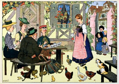 私の村、忘れない人たち：ドイツ人観光客。 作： Jean Jacques (1873 1951) Waltz