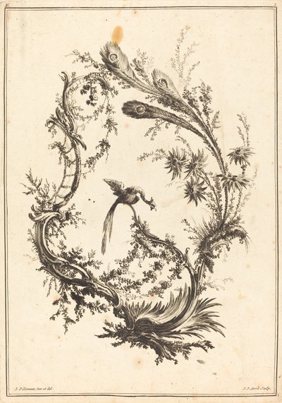 孔雀の飾り 作： Jean Jacques Avril I after Jean Baptiste Pillement