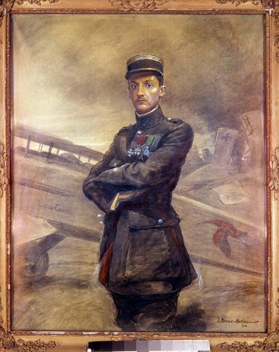 ジョルジュ・ガイヌメール（1894-1917）の肖像 第一次世界大戦のフランス人パイロットです。1918.ジャン・ジャック・ベルヌ・ベルクール (1874 -?) の絵画 , 20世紀。パリ、軍隊博物館 作： Jean Jacques Berne Bellecour