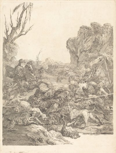 クマ狩り 作： Jean Jacques Flipart after Carle Van Loo