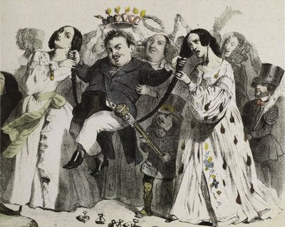 オノレ・ド・バルザックは、1839 年に女性たちによって支えられ、戴冠された、最も多くの著作を残した作家です。 作： Jean Jacques Grandville