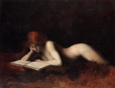 本を読んでリクライニングヌードの女性 作： Jean Jacques Henner