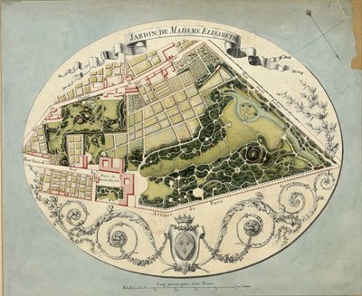 エリザベート夫人のモントルイユ邸の平面図、1788 年 作： Jean Jacques Huvé